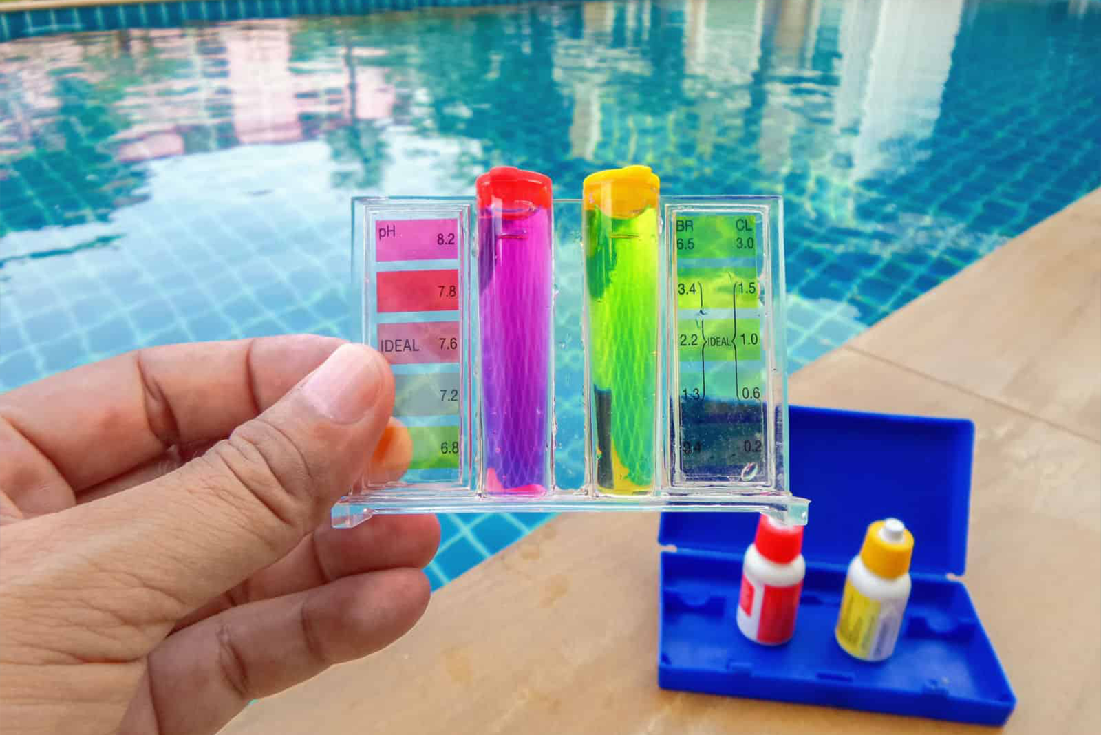 Balance and adjust water chemistry (chlorine, acid demand, Ph, alkalinity)
